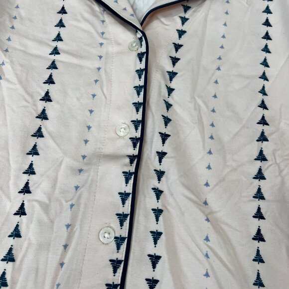 Soma Women's Notch Collar Button-Up Pajama Top Tree Stripe Porcelain Size L - Picture 4 of 4